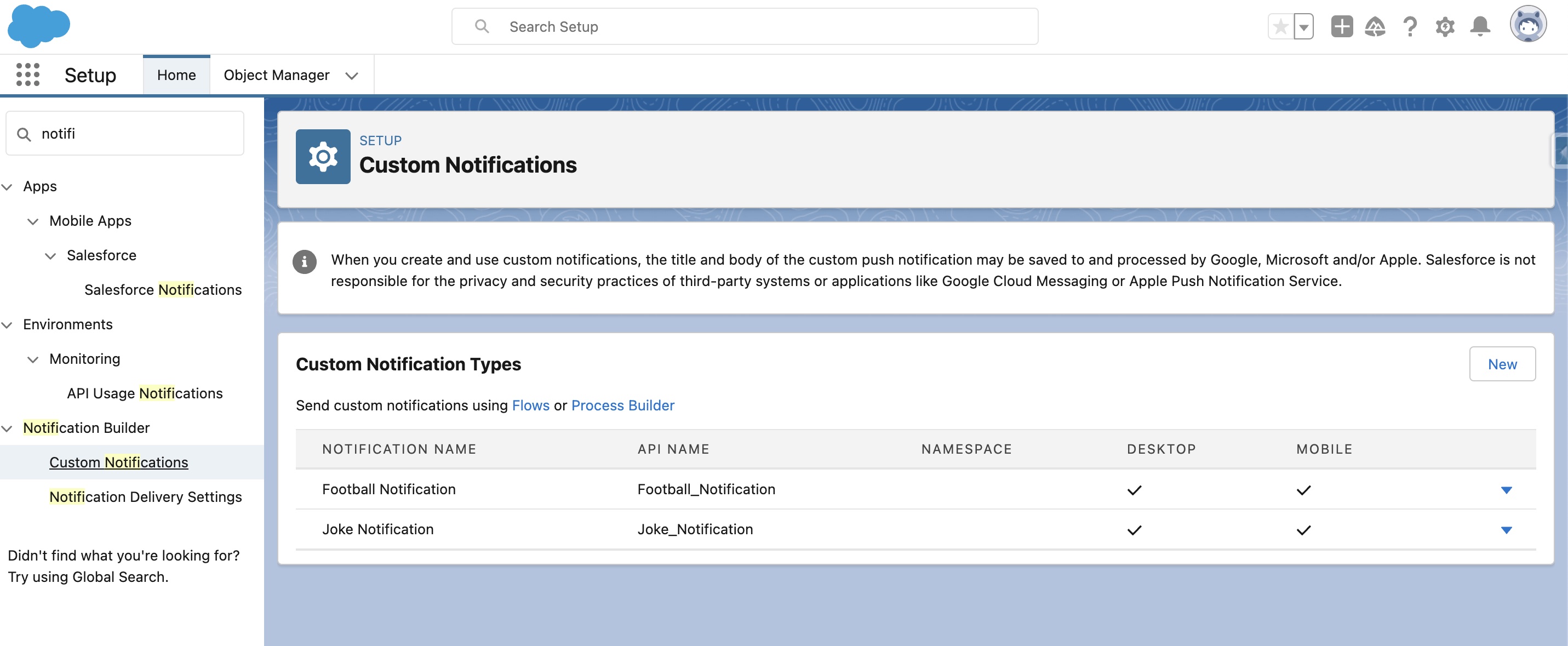 Custom Notification Type