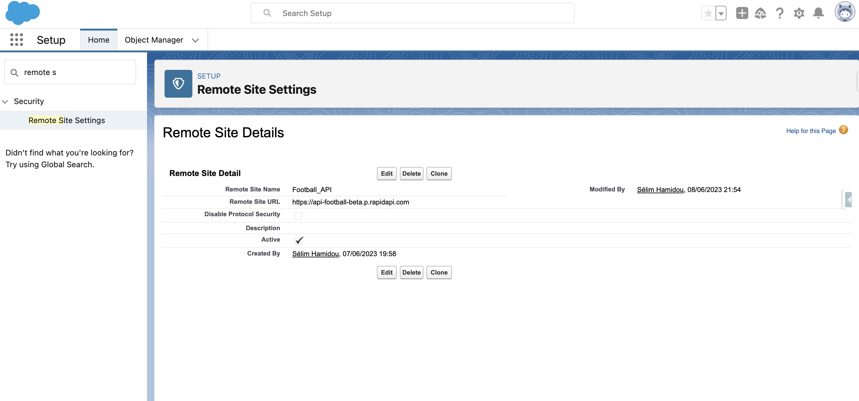 Remote Site Setting