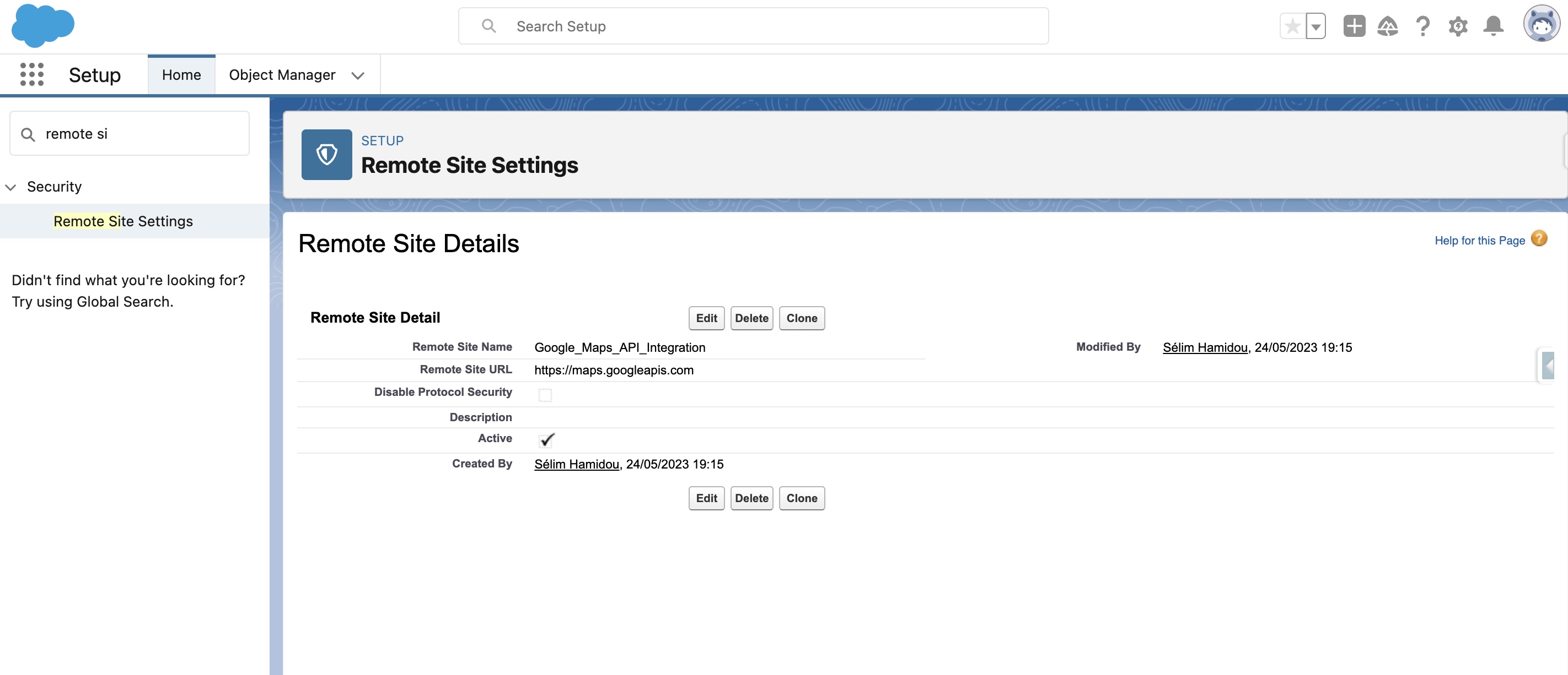 Remote Site Setting