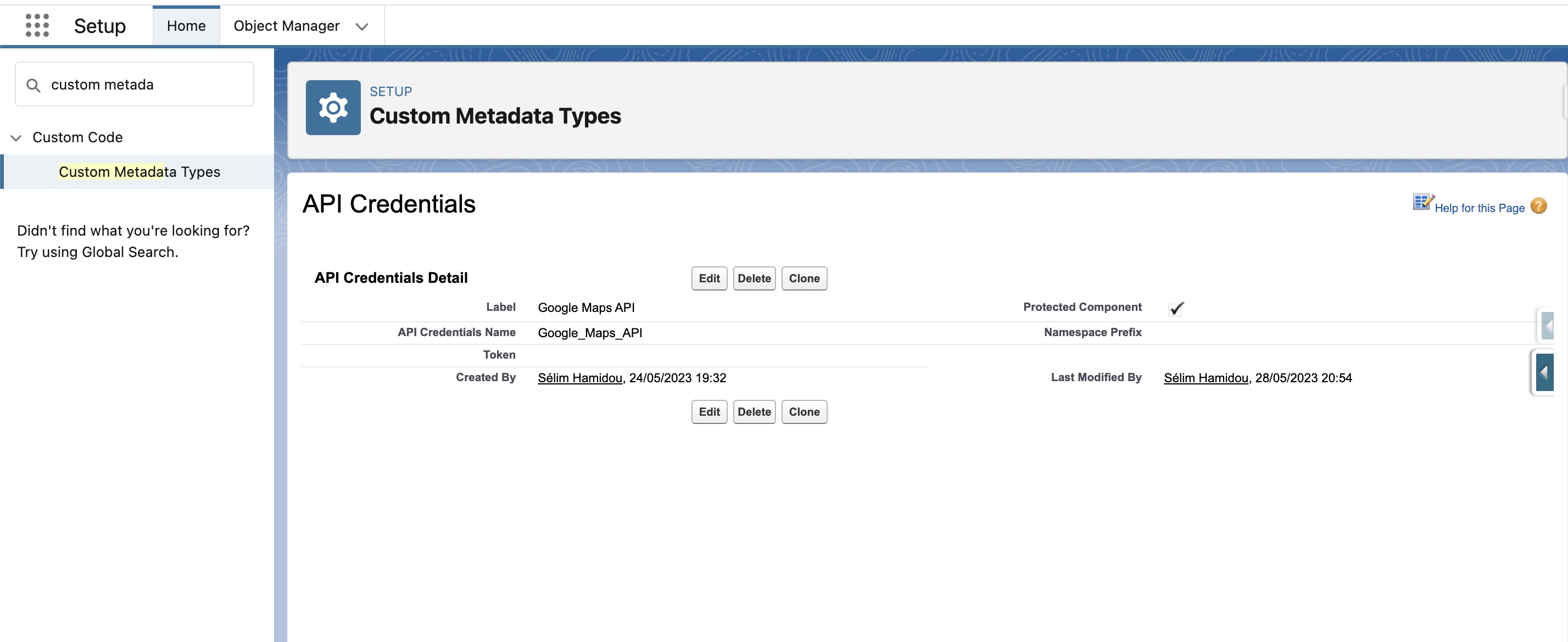 Custom Metadata Type Record