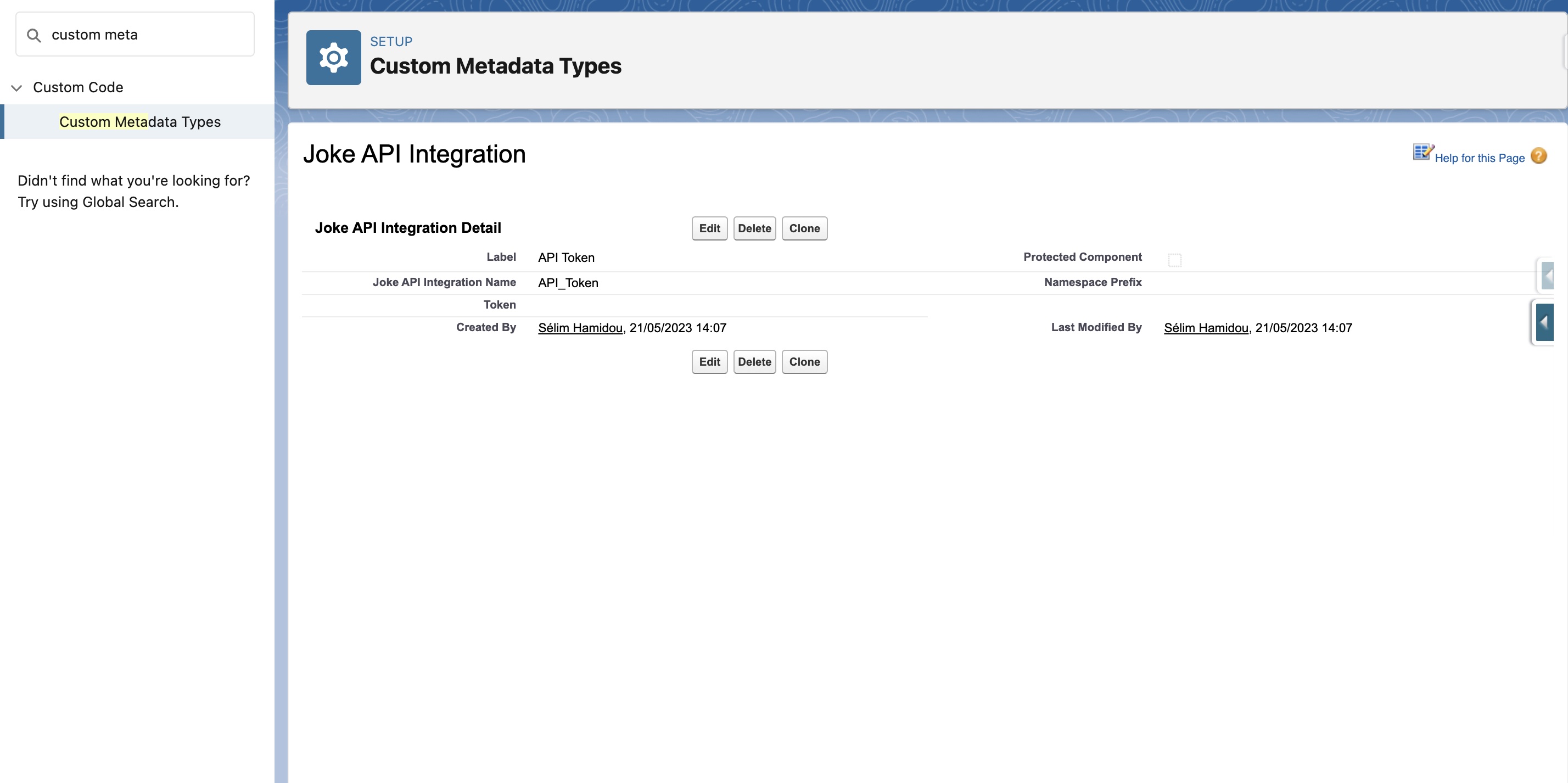 Joke API Custom Metadata Type Records
