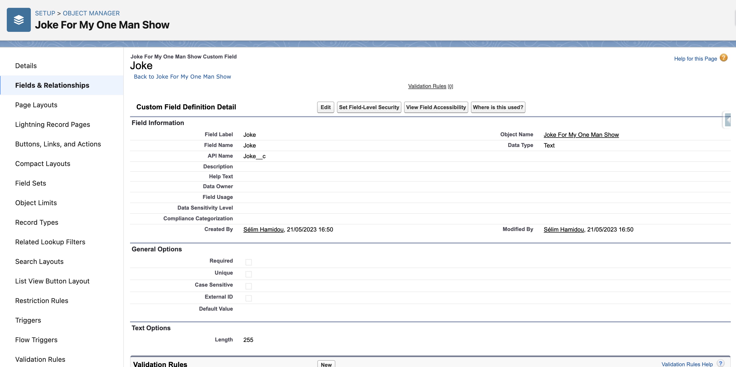 Joke API Object Manager Field