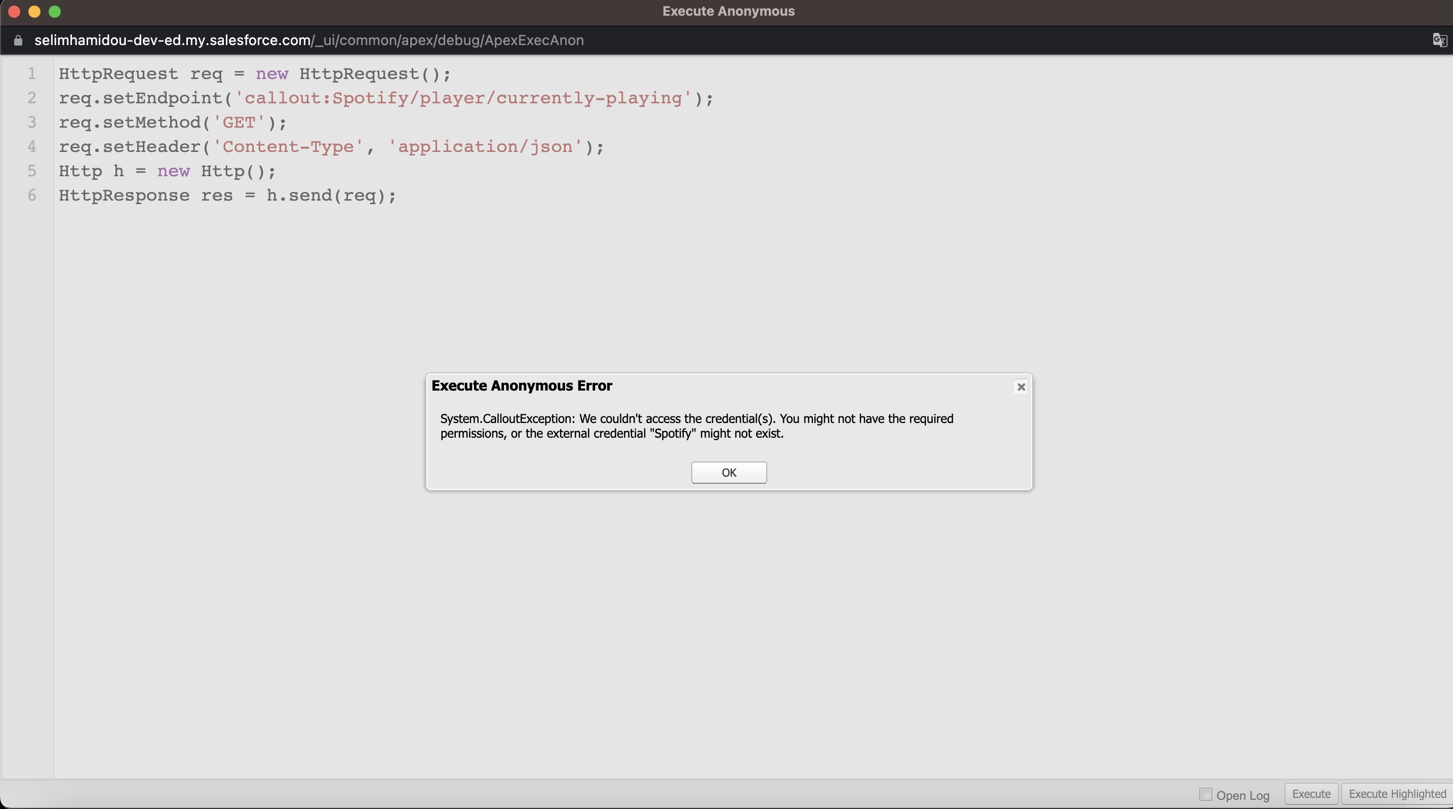 Spotify API Anonymous Error