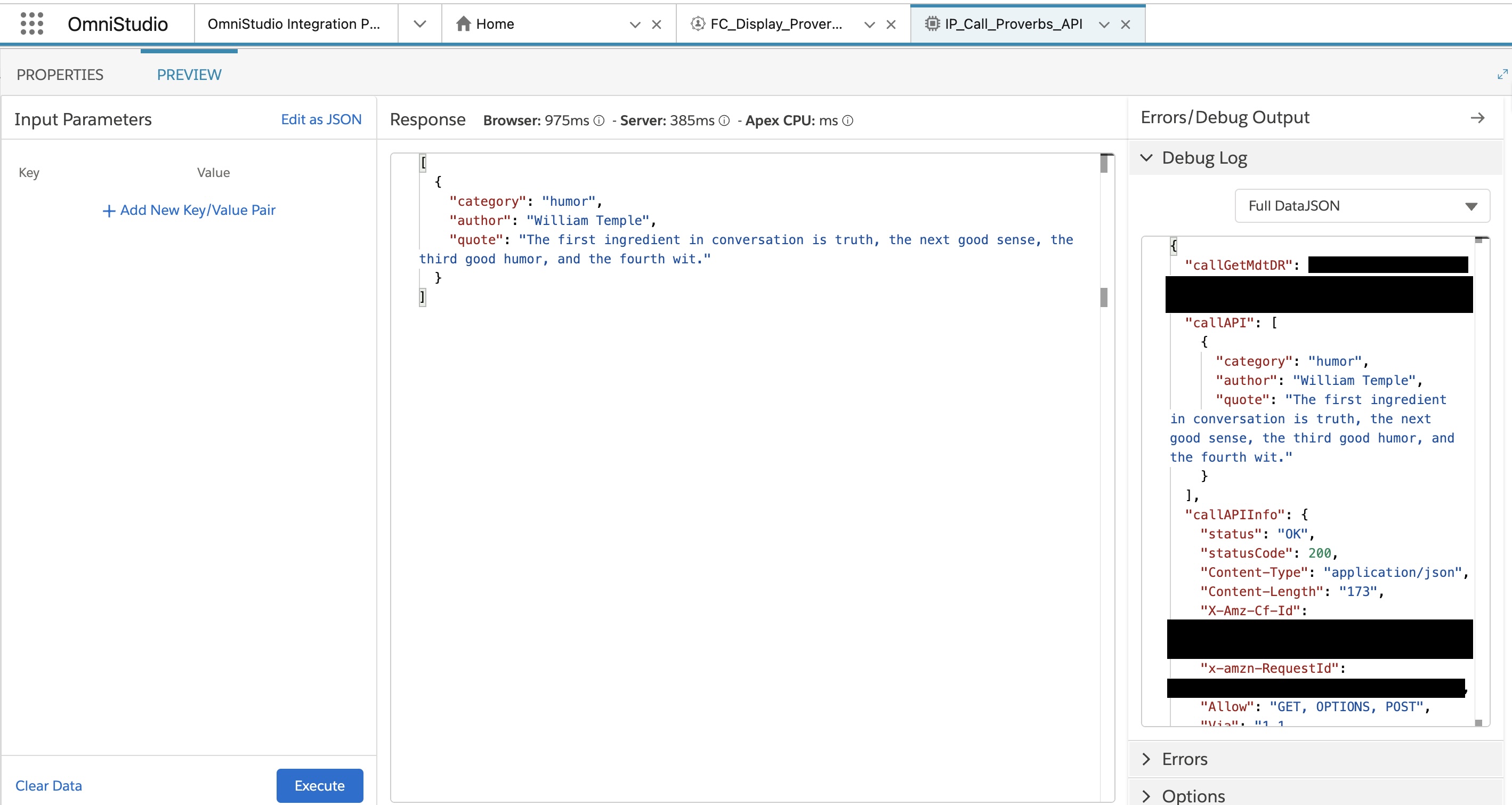 Integration Procedure Preview