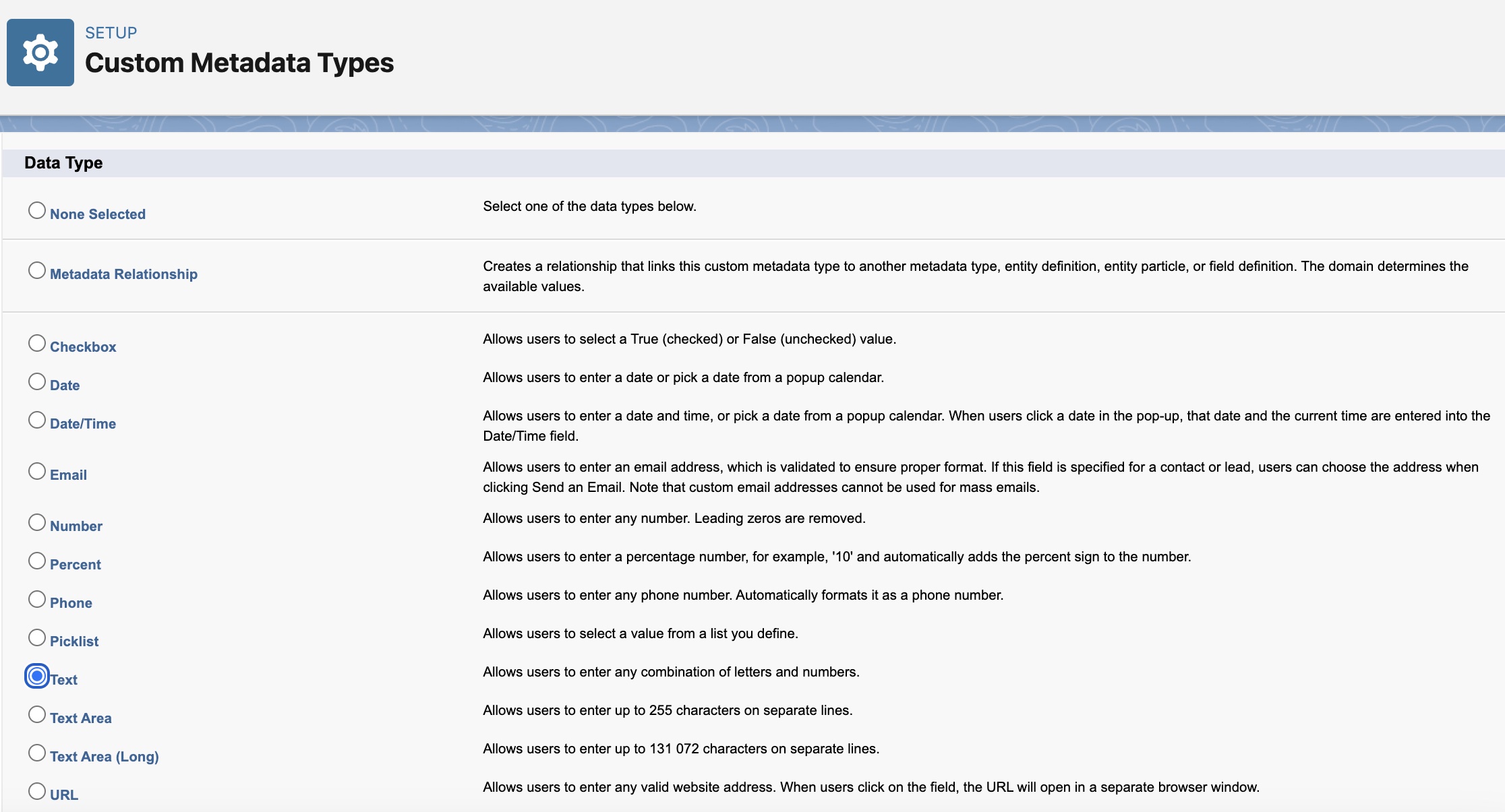 Creating Credentials Custom Metadata Type Step 2