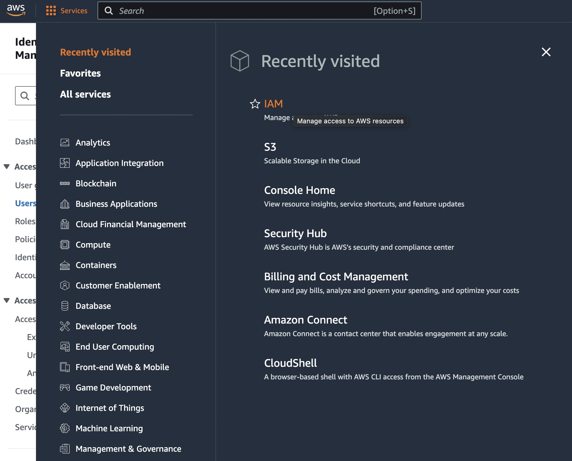 AWS Menu